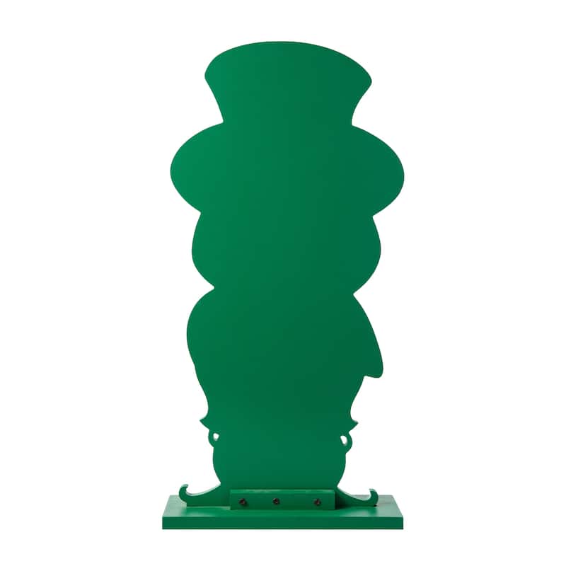 Glitzhome 24"H Wooden St. Patrick's Leprechaun Pot of Gold Porch Decor