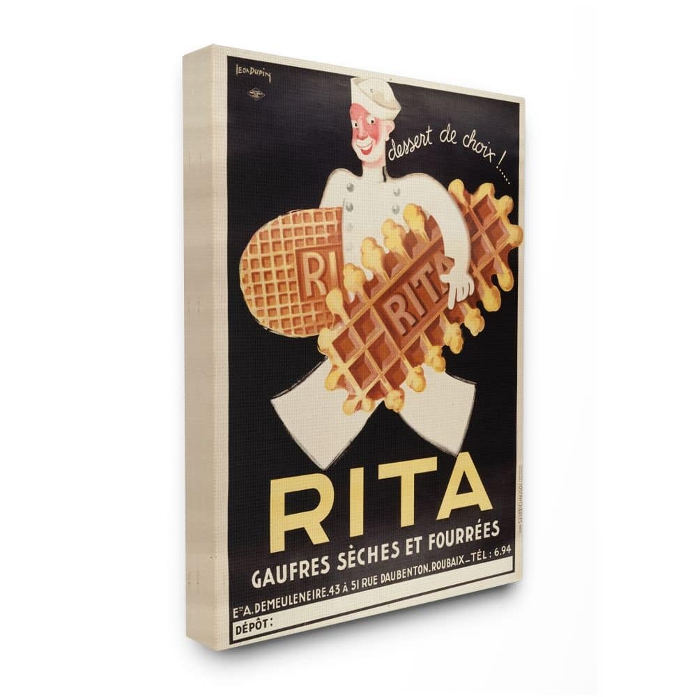 Stupell French Waffle Man Vintage Dessert Advertisement Canvas Wall Art - Multi-Color