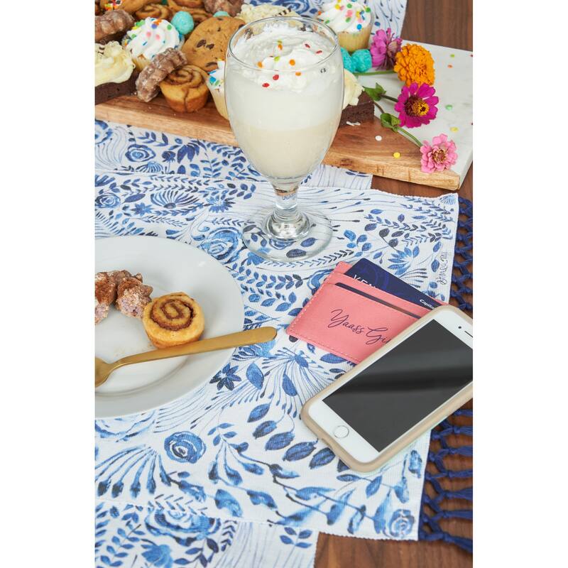 Navy Floral Placemat Set of 4 - 14" x 20" - Rectangle