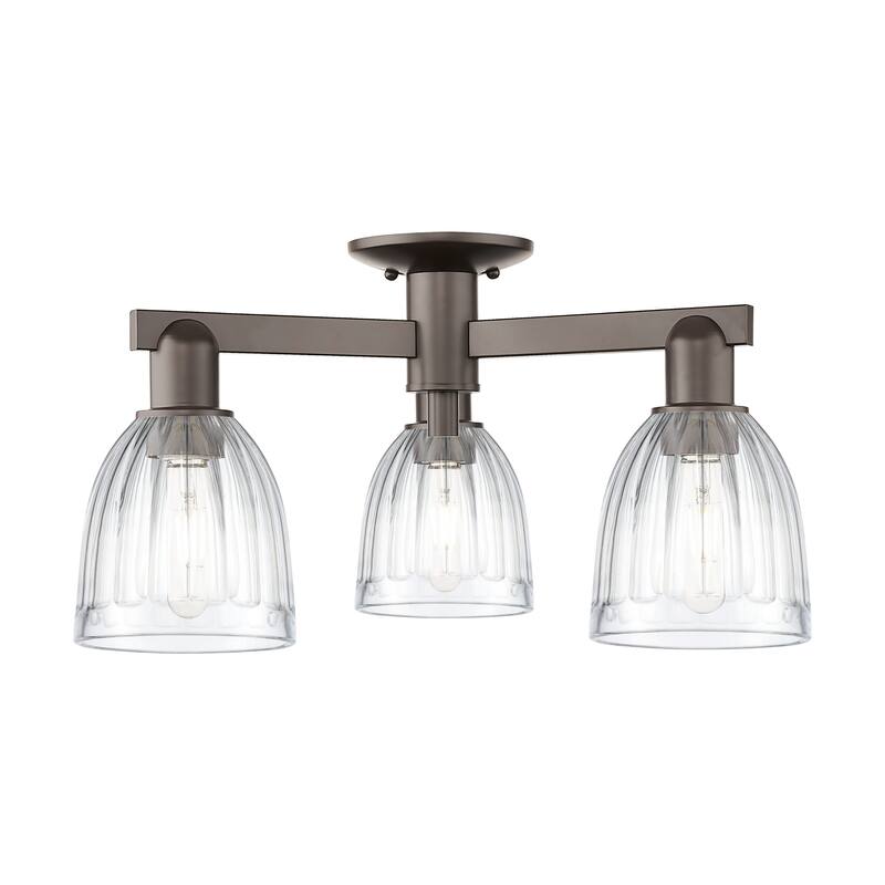 Innovations Lighting Endless Possibilities Arcadia - Brookfield - 3 Light 23" Semi-Flush Mount with Clear Shade - Clear/Oil Rubbed Bronze