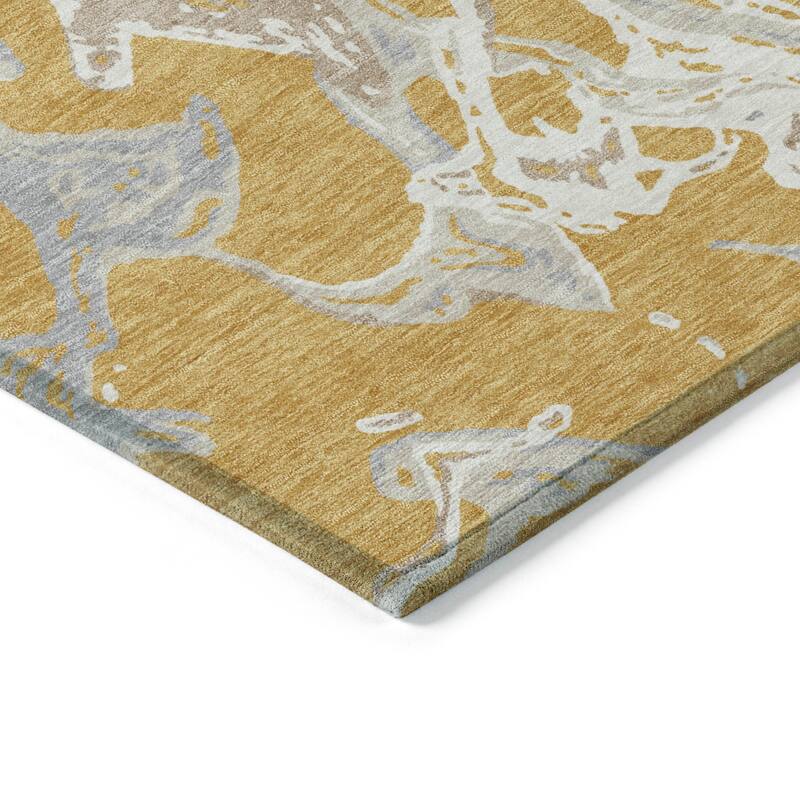 Machine Washable Indoor/ Outdoor Modern Wave Chantille Rug