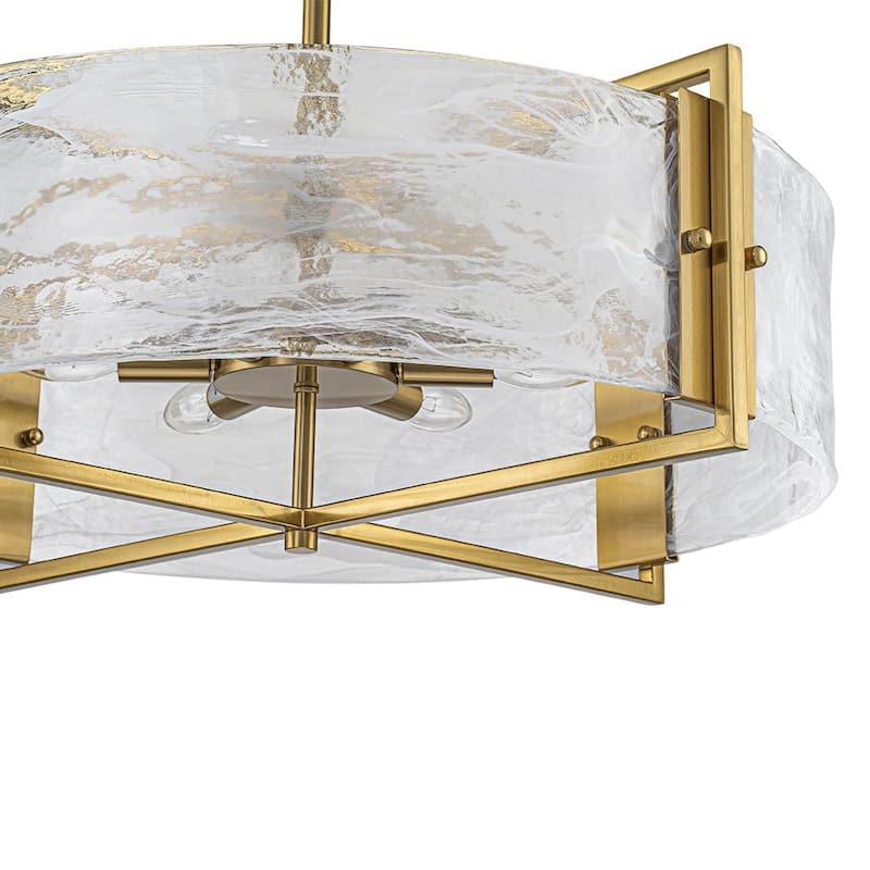 Modern Dining Room 6-Light Glazed Glass Drum Pendant Chandelier
