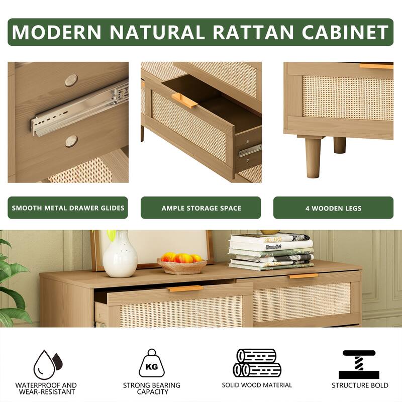 6 drawers Rattan dresser Rattan Drawer,