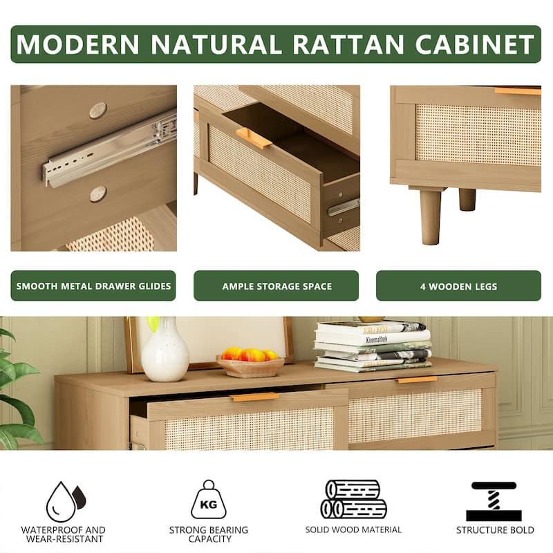Simple 6 drawers Rattan dresser Rattan Drawer,Bedroom,Living Room