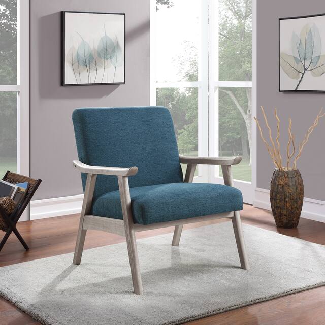 Weldon Mid-Century Fabric Upholstered Chair - Blue Azure with Brushed Grey Frame