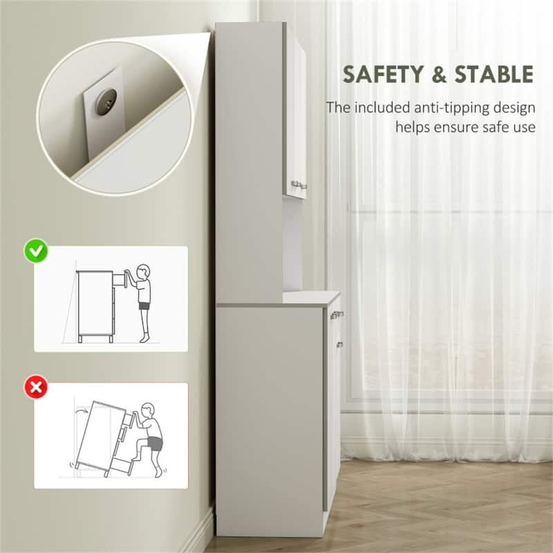 Particle Board Kitchen Pantry Cabinet with Drawer and Countertop - 39.8"W x 15.4" D x 70.9"H