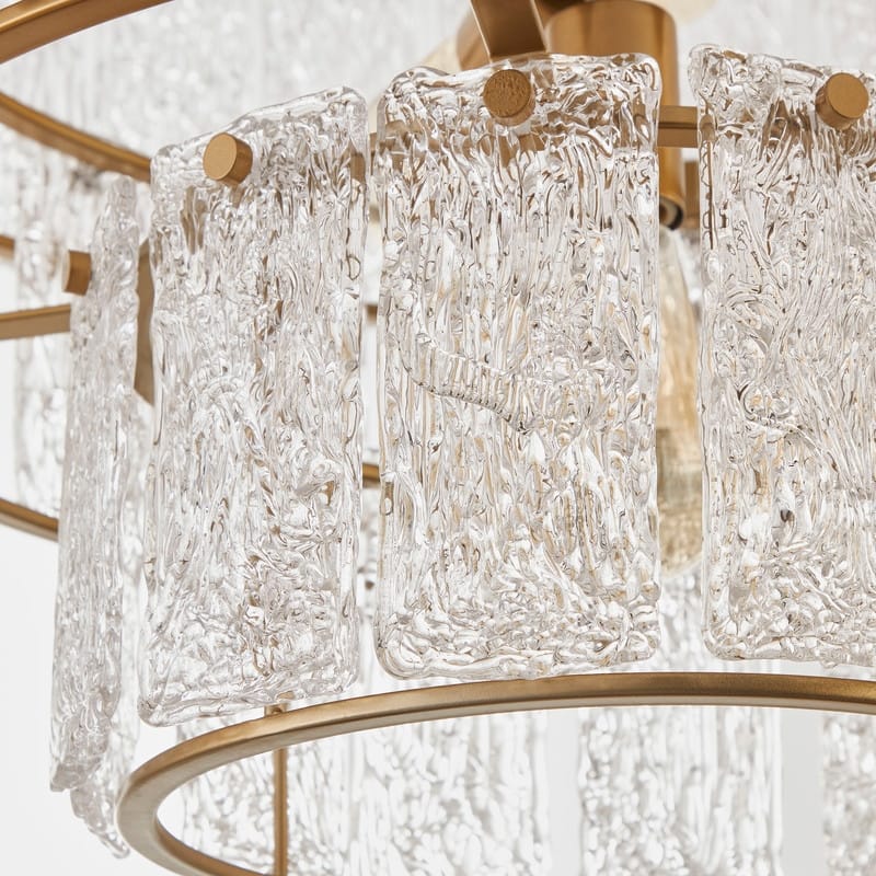 KAWOTI 8-light 3 Tiered Glass Chandelier Pendant Lights - W27.75" x H85"
