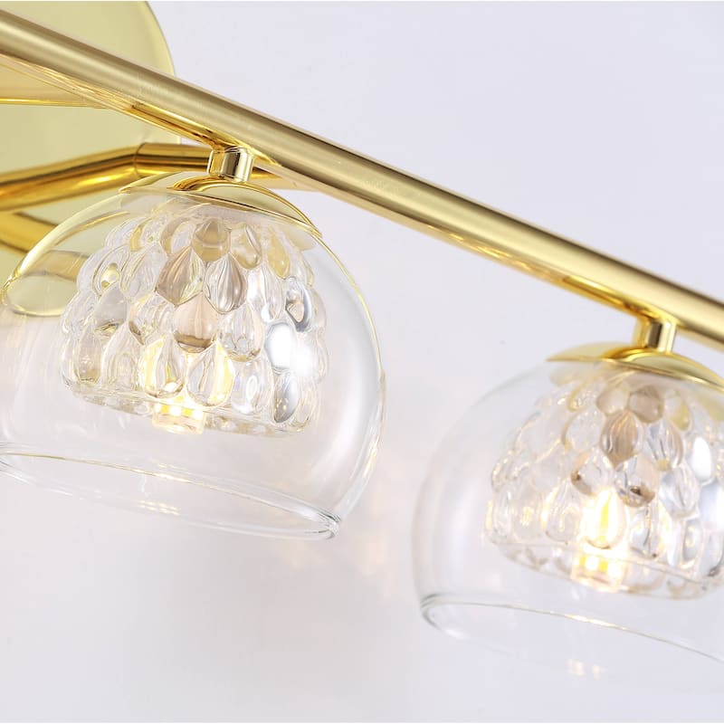 Gold Finish Bathroom Vanity Wall Sconce Glass Shade