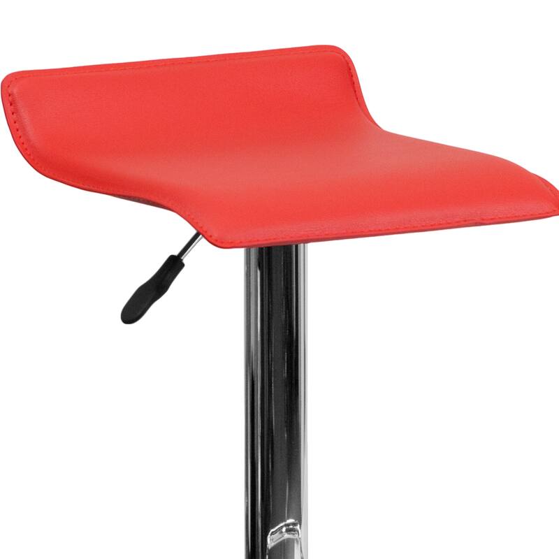 Contemporary Solid Wave Seat Vinyl Adjustable Bar Stool - 15"W x 15"D x 25.5" - 34"H - 15"W x 15"D x 25.5" - 34"H