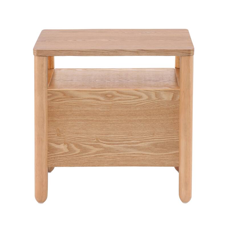 Christopher Knight Home - Modern Minimalist 23.62" Nightstand with Rounded Wood Legs & Open Storage Shelf, Multi-Functional Use