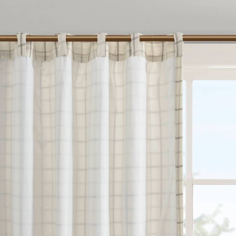 Madison Park Anaheim Plaid Rod Pocket and Back Tab Single Curtain Panel with Fleece Lining