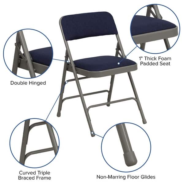 4 Pack Curved Triple Braced Double Hinged Metal Folding Chair On Sale Overstock 27066895