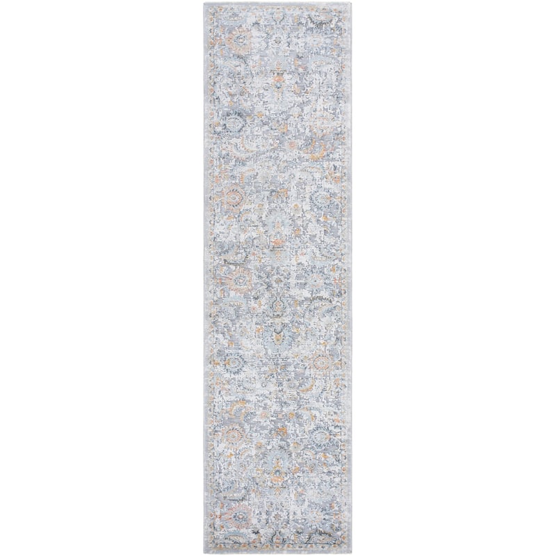 Livabliss Hassler Transitional Floral Area Rug - Grey/Yellow - 2' 7" x 10'
