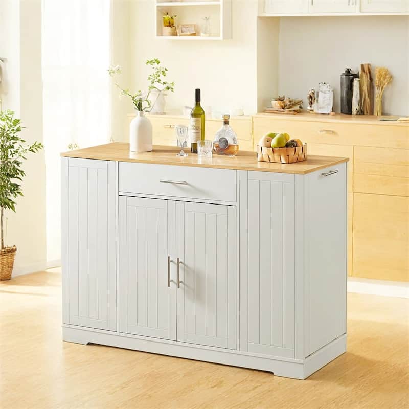 53'' Kitchen Storage Islands with Drawers and Trash Can Storage