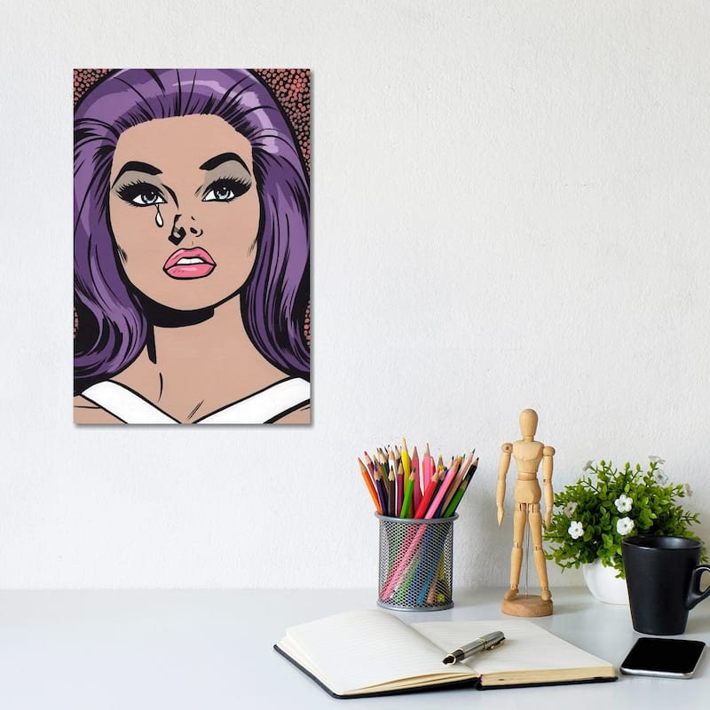 iCanvas "Purple Sad Girl" by Allyson Gutchell Canvas Print - 12x8x0.75