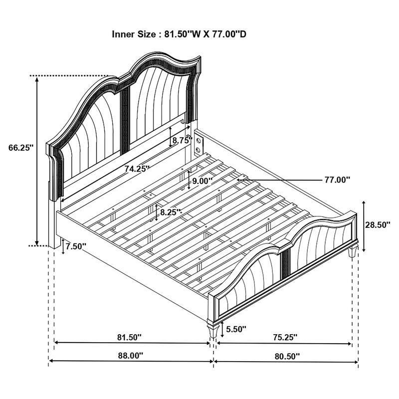 Evangeline Wood LED Platform Bed Silver Oak