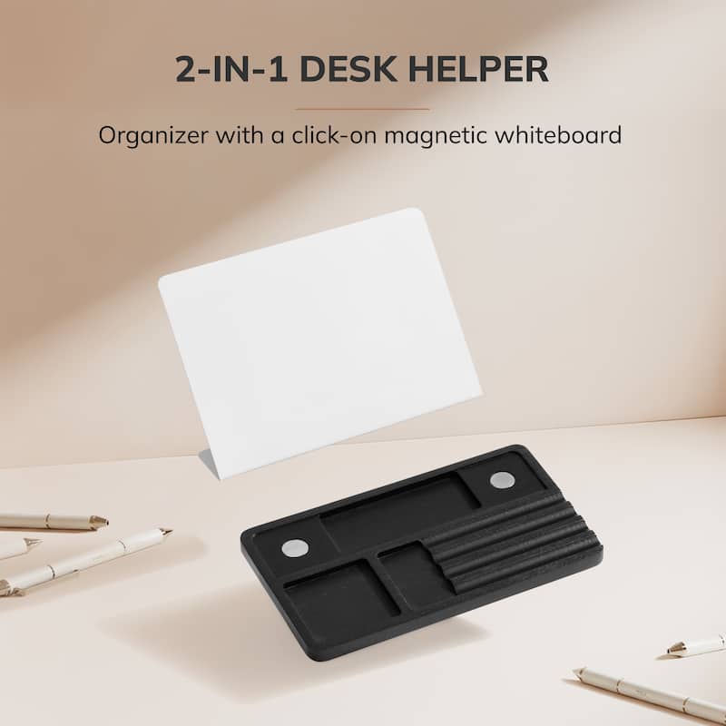 Jani Wooden Desk Organizer with Magnetic Whiteboard - Solid Wood, Hidden Storage & Anti-Skid Base for Home, Office & Workspaces