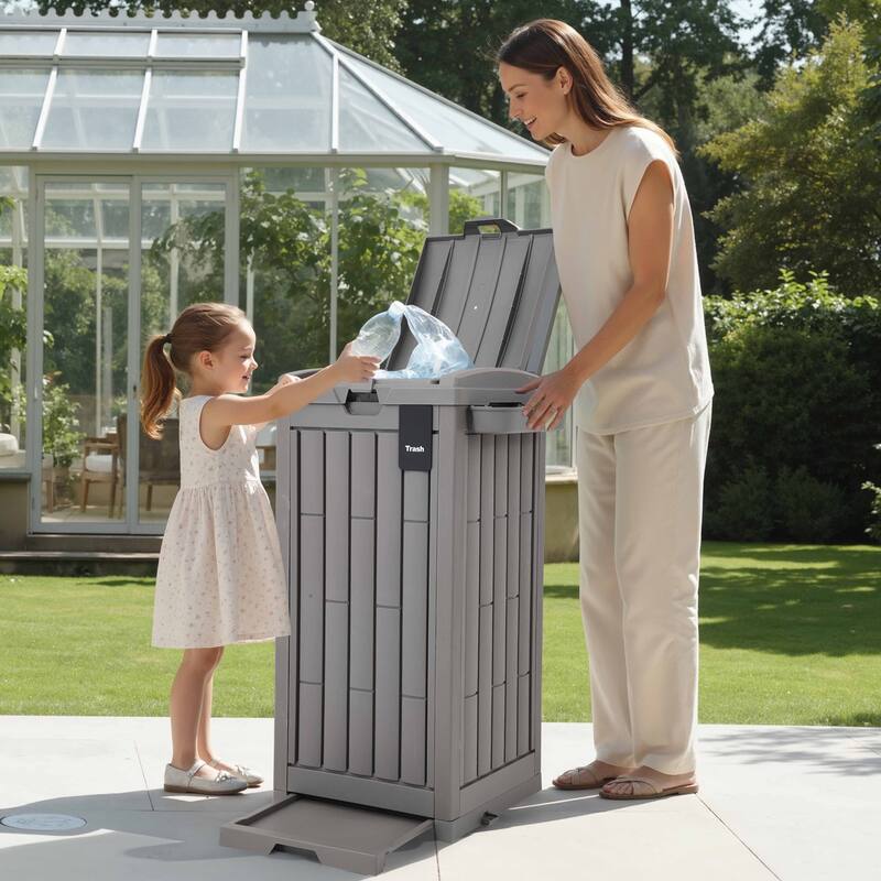 Moasis 31/76 Gallon Resin Outdoor Patio Trash Can