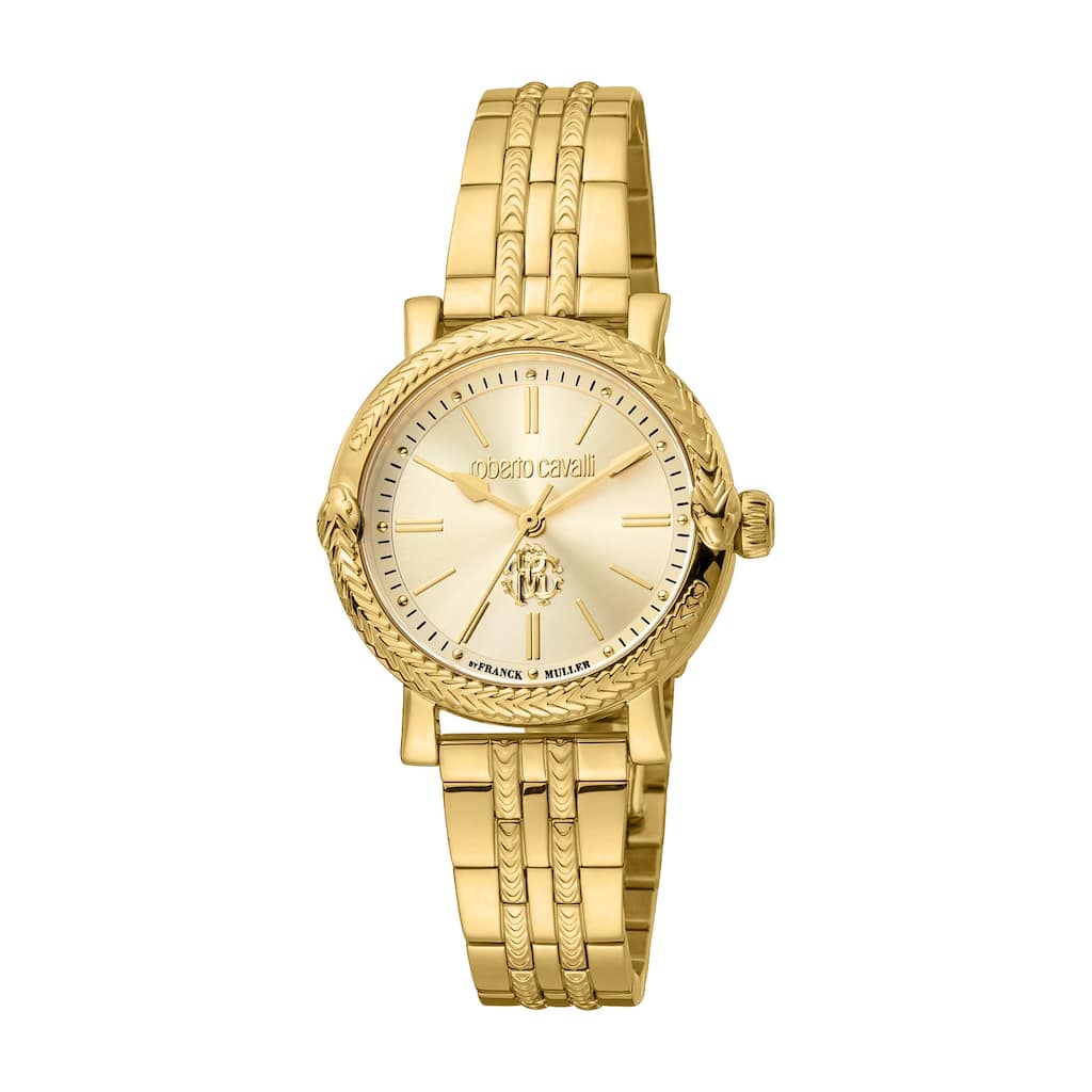 Roberto Cavalli by Franck Muller Women RV1L193M0051 Swiss Quartz Watch - Gold-Tone
