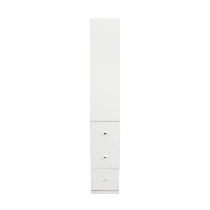 70.87" H Display Storage Cabinet, 4-Tier Shelf, 3 Side Drawers, Modern Wooden Tall Bookshelf Bookcase