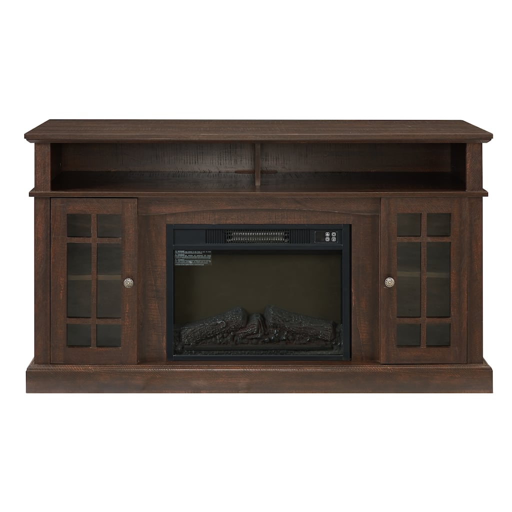 TV Media Stand For TV Up To 65" Traditional Media Entertainment Center Console Table With Open And Closed Storage Space