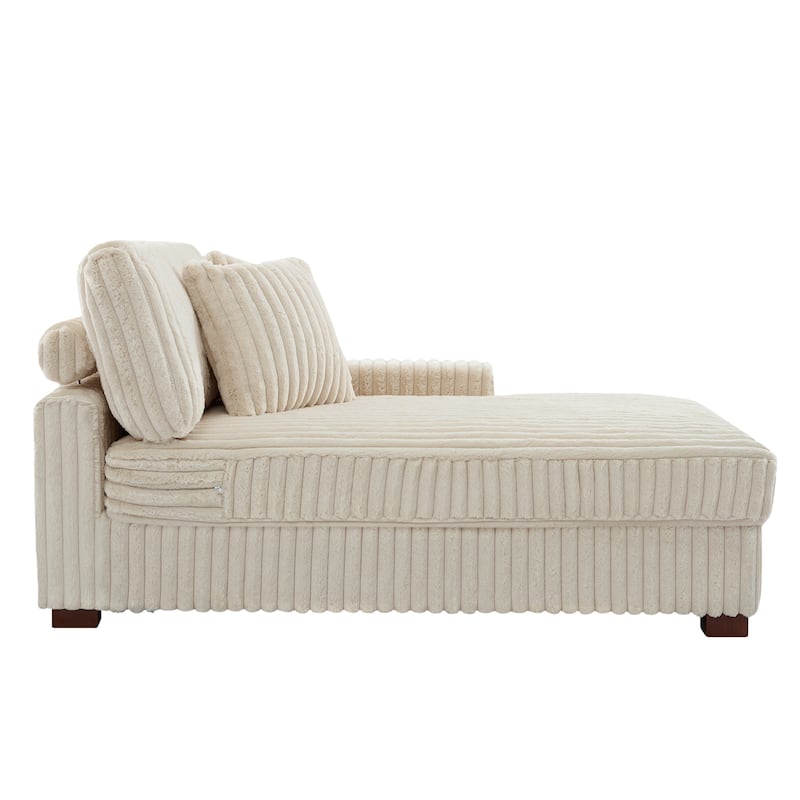 Plush Corduroy Chaise Armchair Modular Lounge Sectional Corner Sofa