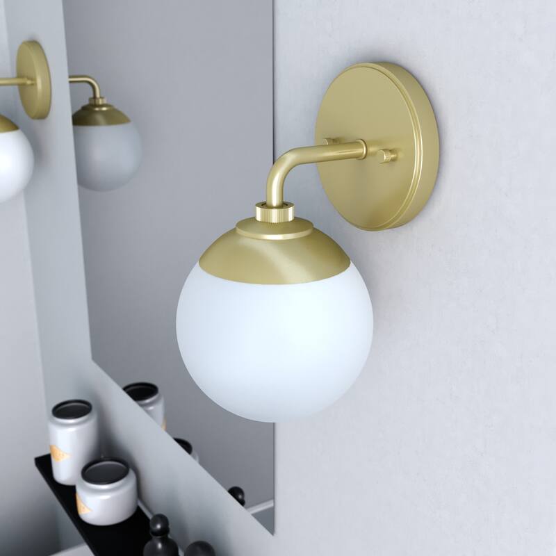 Hunter Hepburn 1 Light Sconce Wall Light - Hallway, Bathroom - Vintage, Mid-Century Modern, Glam - Damp Rated! - Painted Modern Brass