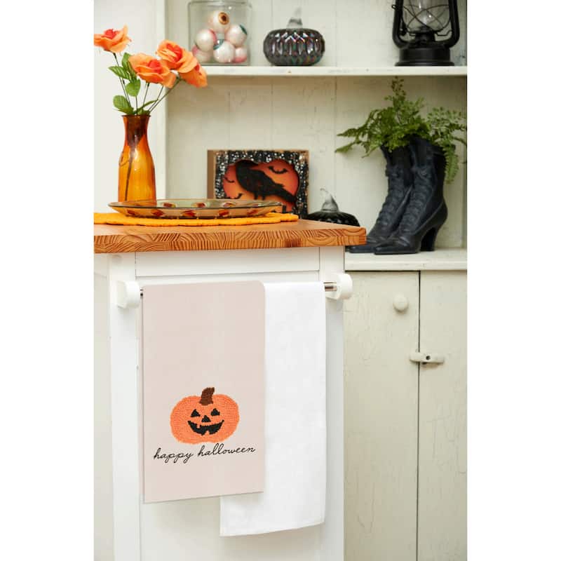 Pumpkin Halloween French Knot Flour Sack Kitchen Towel