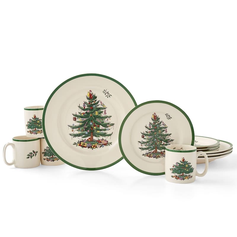 Spode Christmas Tree 12 Piece Dinnerware Set - Service for 4