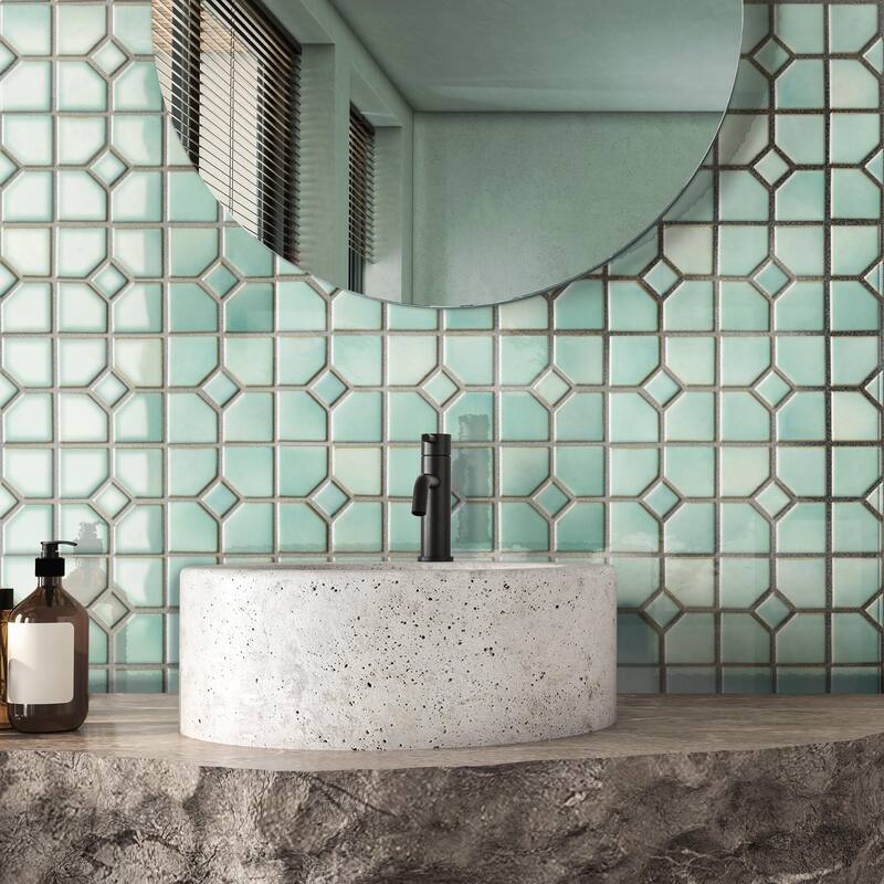 Merola Tile Hudson Oxford Mint Green 11-3/8" x 11-3/8" Porcelain Floor and Wall Tile - Case (10 Tiles)
