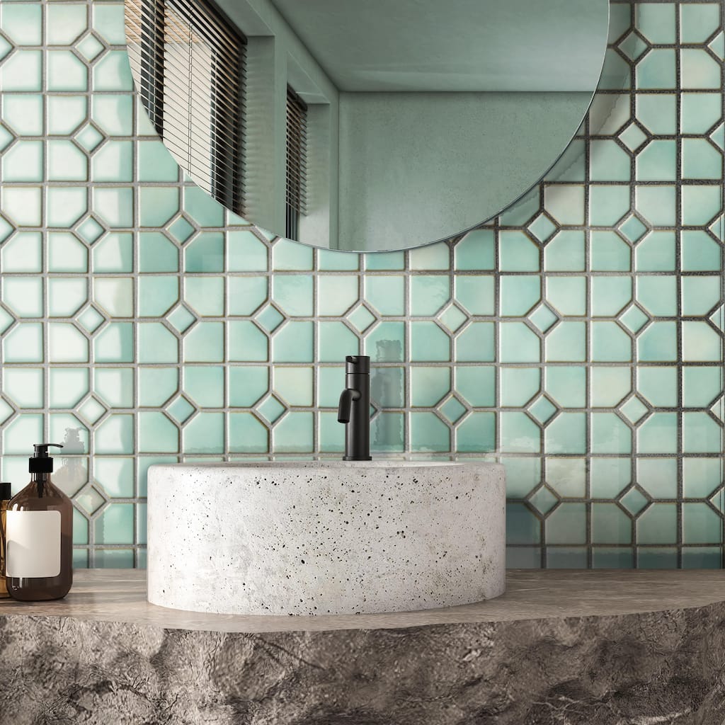 Merola Tile Hudson Oxford Mint Green 11-3/8" x 11-3/8" Porcelain Floor and Wall Tile
