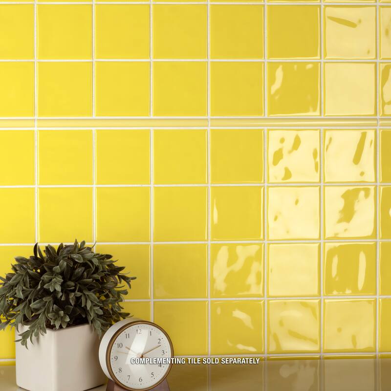 Merola Tile Twist Square Yellow Lemon 11.75" x 11.75" Ceramic Mosaic
