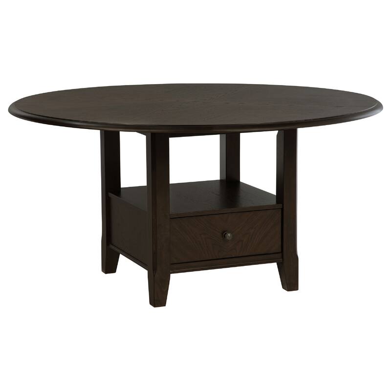 Tipa 5pc Dining Table Set, Dark Brown Round Wood Top, Storage Base