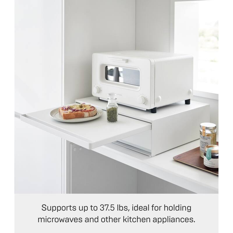 Yamazaki Home Countertop Drawer with Pull-Out Shelf, Steel, Holds 37 lbs - L 15.47 x W 17.72 x H 5.31 inches