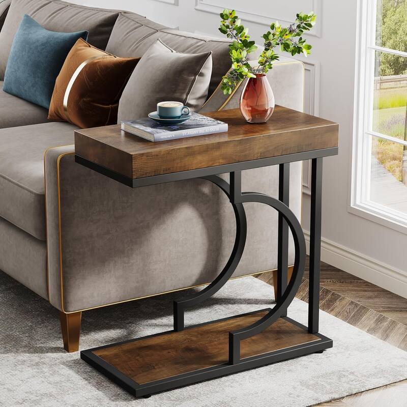 Narrow Side Table End Table Modern Bedside Tables Small Chairside Table for Couch, Sofa Table for Living Room