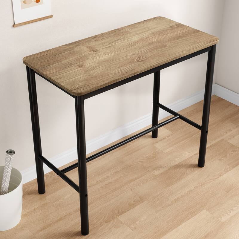 47 inch Counter Height Bar Table, Rectangular Dining Counter Tables with Metal Legs