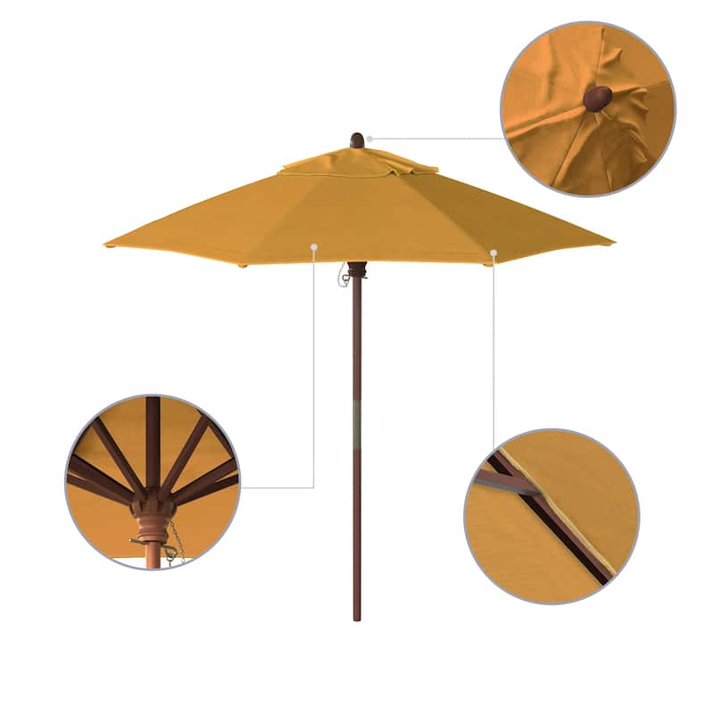 Port Lavaca 7.5ft Round Sunbrella Wooden Patio Umbrella by Havenside Home, Base Not Included