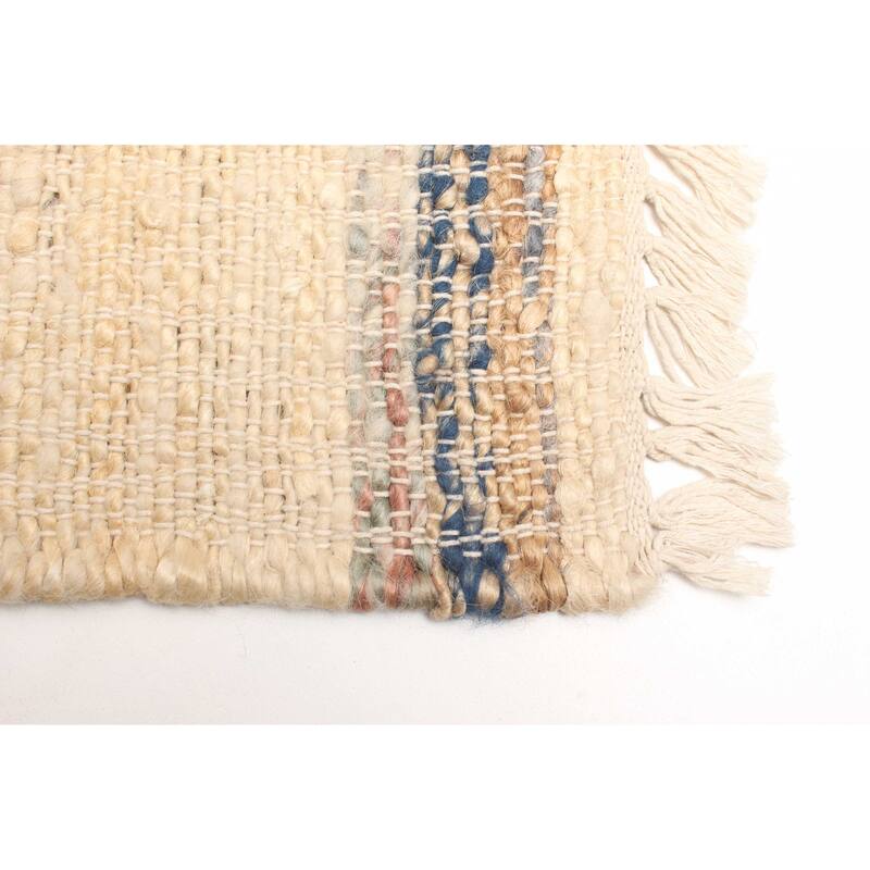 ECARPETGALLERY Flat-Weave Palas Denizli Cream Jute Kilim - 5'9 x 7'6