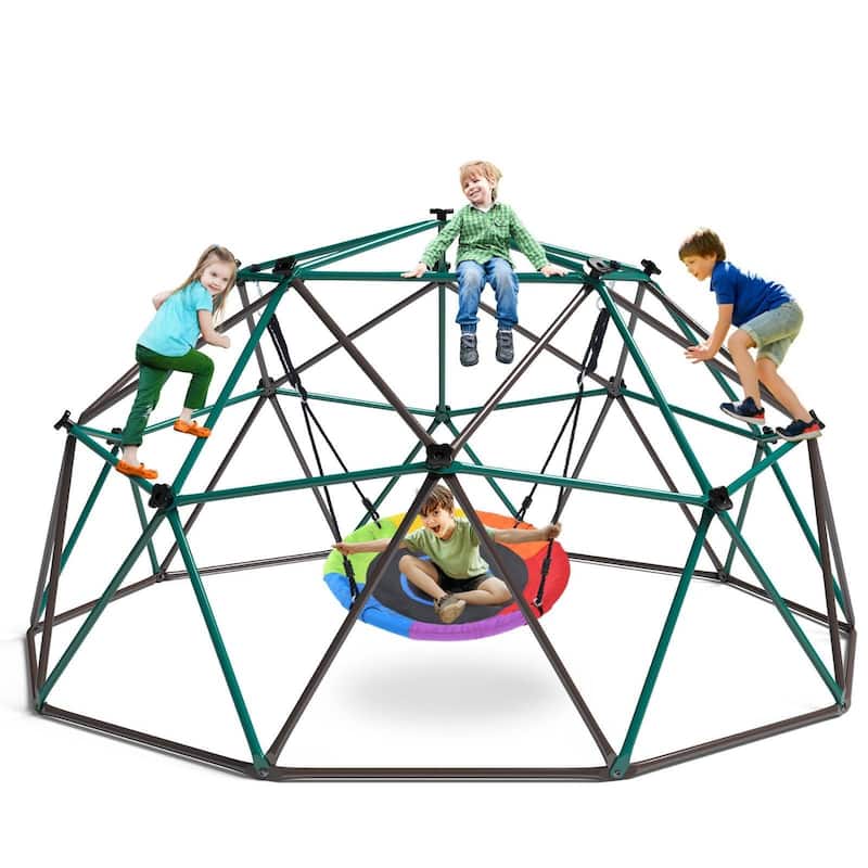 Hapfan 800lbs 10ft Climbing Dome with Saucer Swing for Outdoor Backyard