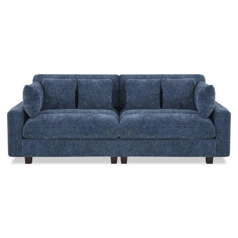 89In Comfy Couch, 3 Seater Sofa With Wood Legs, Chenille Couch For Small Space,Apartment - 89"W X 44.1"D X 33.9"H