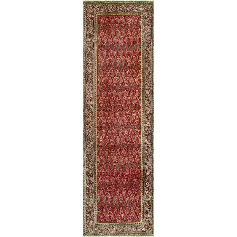 Fine Vintage Distressed Balym Red/Beige Runner - 3'0" x 10'0"