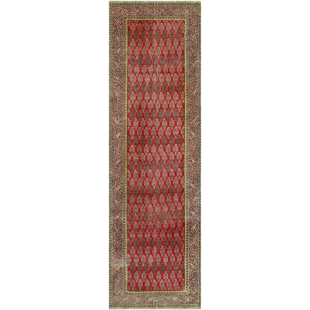 Fine Vintage Distressed Balym Red/Beige Runner - 3'0" x 10'0"