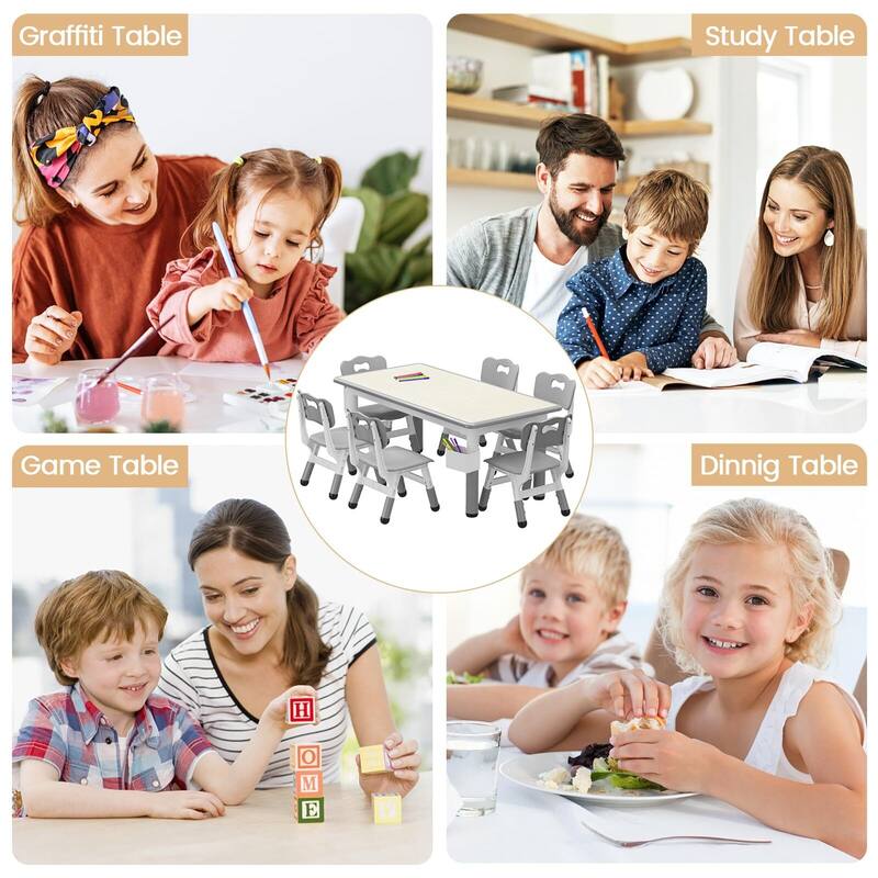 Kids Table and 6 Chairs Set