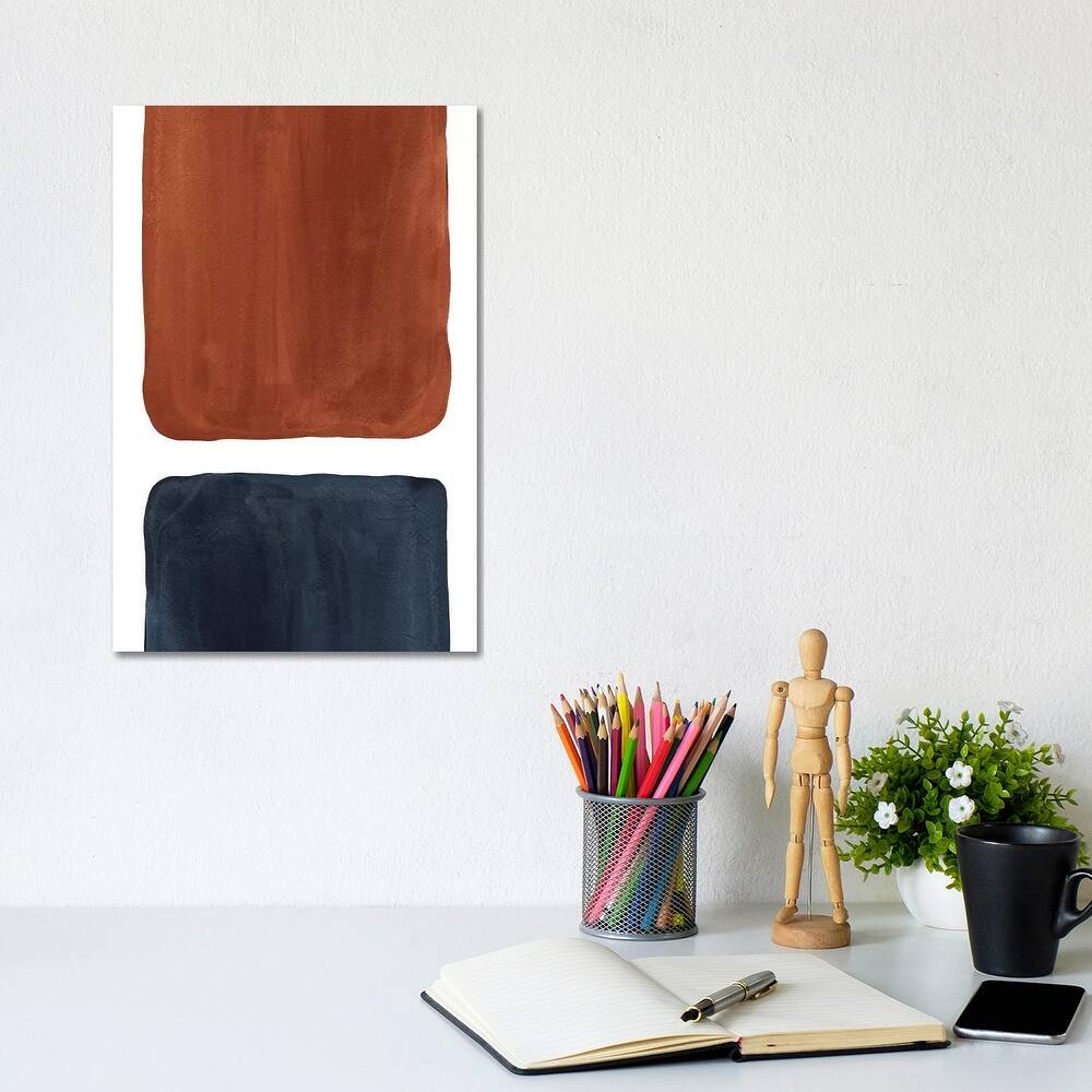 iCanvas "Navy Blue And Terracotta Geometric Watercolor" by Whales Way Canvas Print