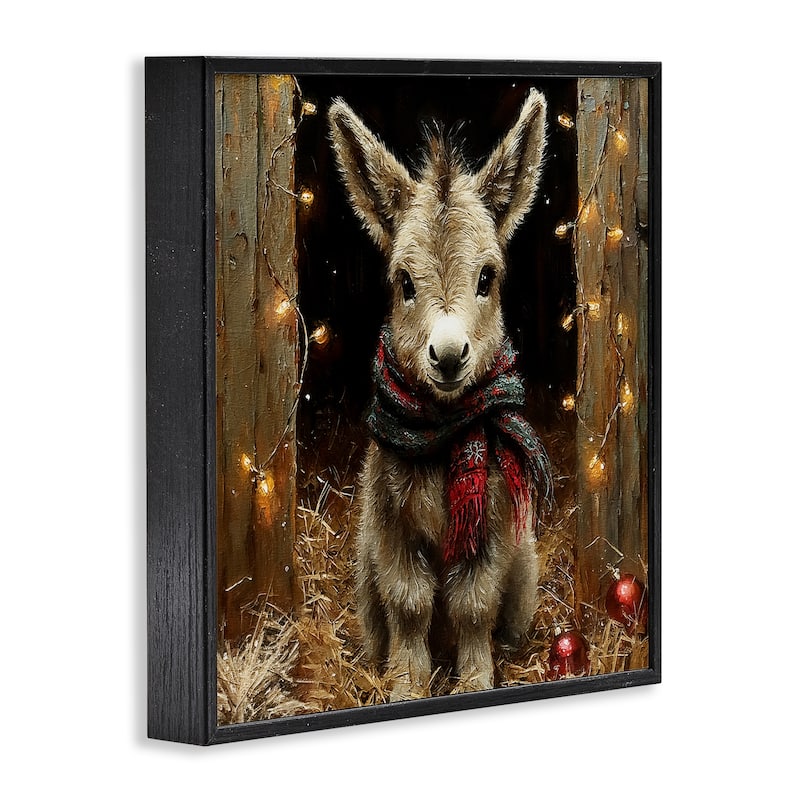 Stupell Baby Donkey & Holiday Lights Framed Giclee Art Design By Riley B
