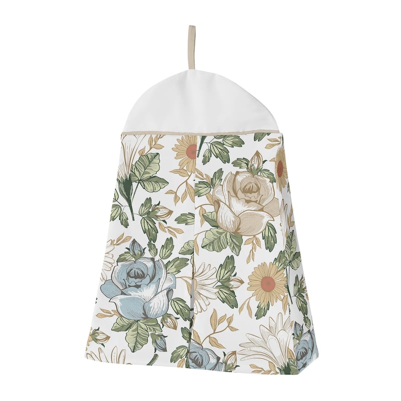 Vintage Floral Blue Yellow 4pc Nursery Crib Bedding Set Slate Green Gold Orange Taupe White Shabby Chic Flower Boho Bohemian