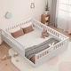preview thumbnail 18 of 23, Solid Full Wooden Floor Bed Frame with Safety Fence for Kids, Low to Ground Design for Bedroom and Playroom Use, Natural
