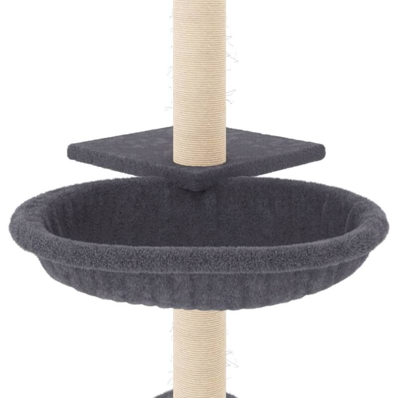 vidaXL Cat Tree Dark grey Engineered wood, plush, sisal