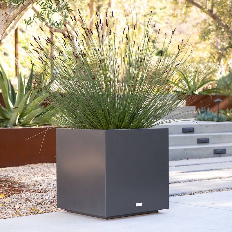 Block Series Plastic Cube Planter - 28"H x 27"W x 27"L - Grey