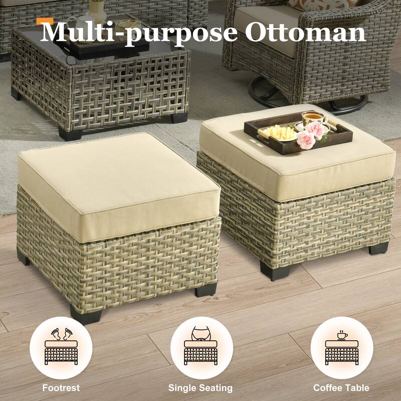 XIZZI 10-piece Patio Wicker Furniture Conversation Set with Fire Pit Table